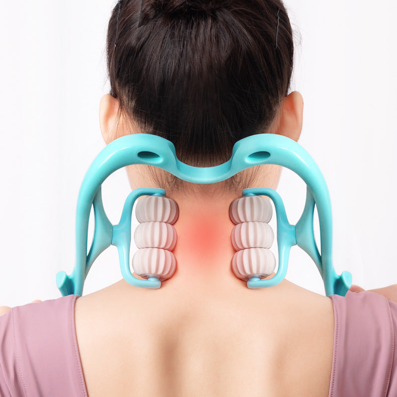 6-Roller Cervical Neck Massager — Manual Relief Roller