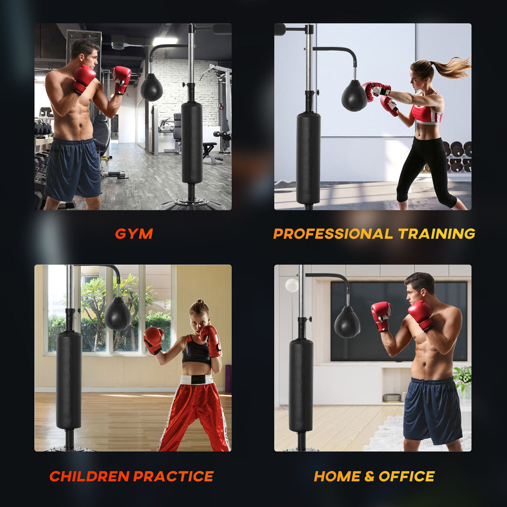 4-in-1 Boxing Punching Bag Stand — 2 Speed Balls & 360° Relax Bar