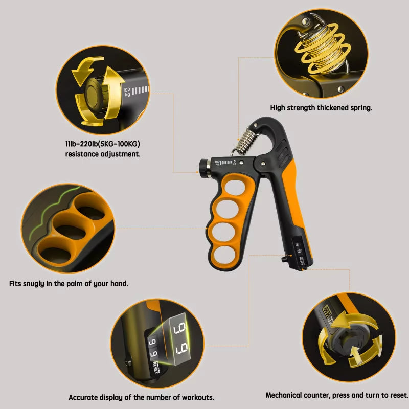 Adjustable Hand Gripper 5–100 kg — Wrist & Forearm Strength Trainer