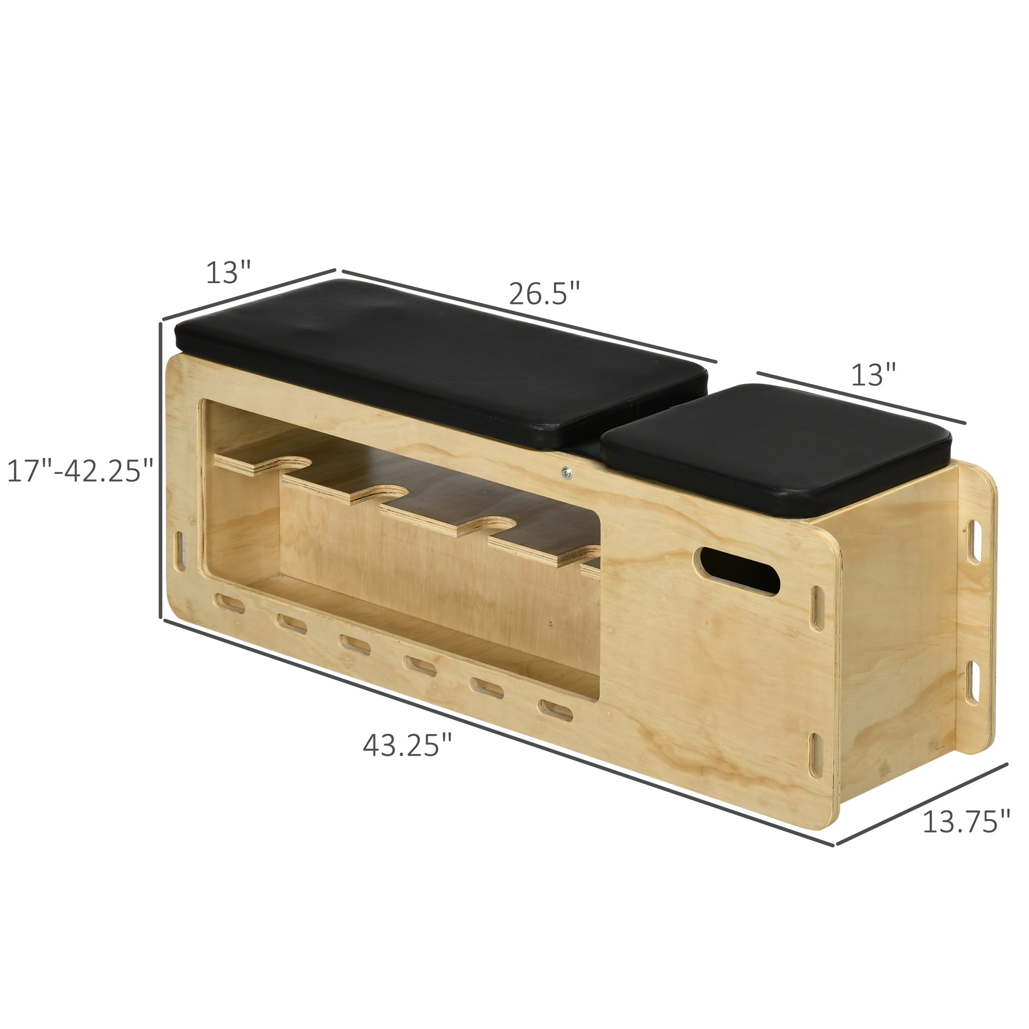 Adjustable Incline Weight Bench — Wooden Home Gym with Dumbbell Rack