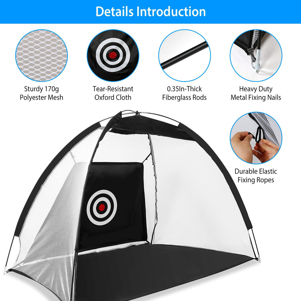 Golf Practice Net — Indoor & Outdoor Driving Hitting Net with Target & Carry Bag