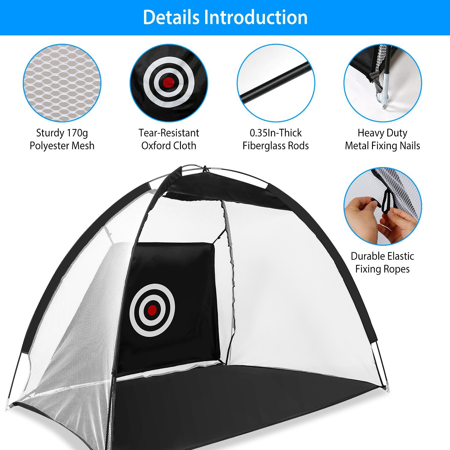 Golf Practice Net — Indoor & Outdoor Driving Hitting Net with Target & Carry Bag