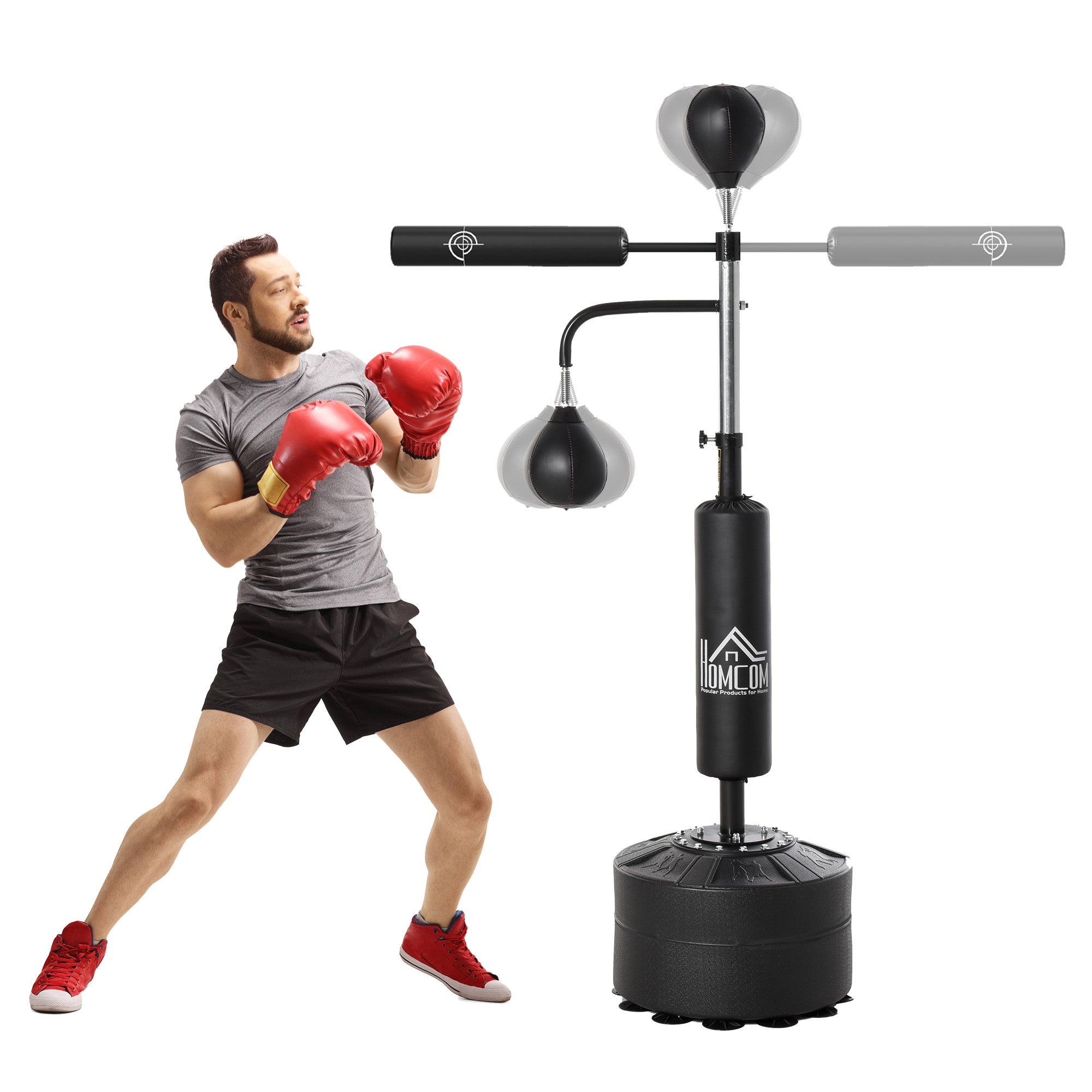 4-in-1 Boxing Punching Bag Stand — 2 Speed Balls & 360° Relax Bar