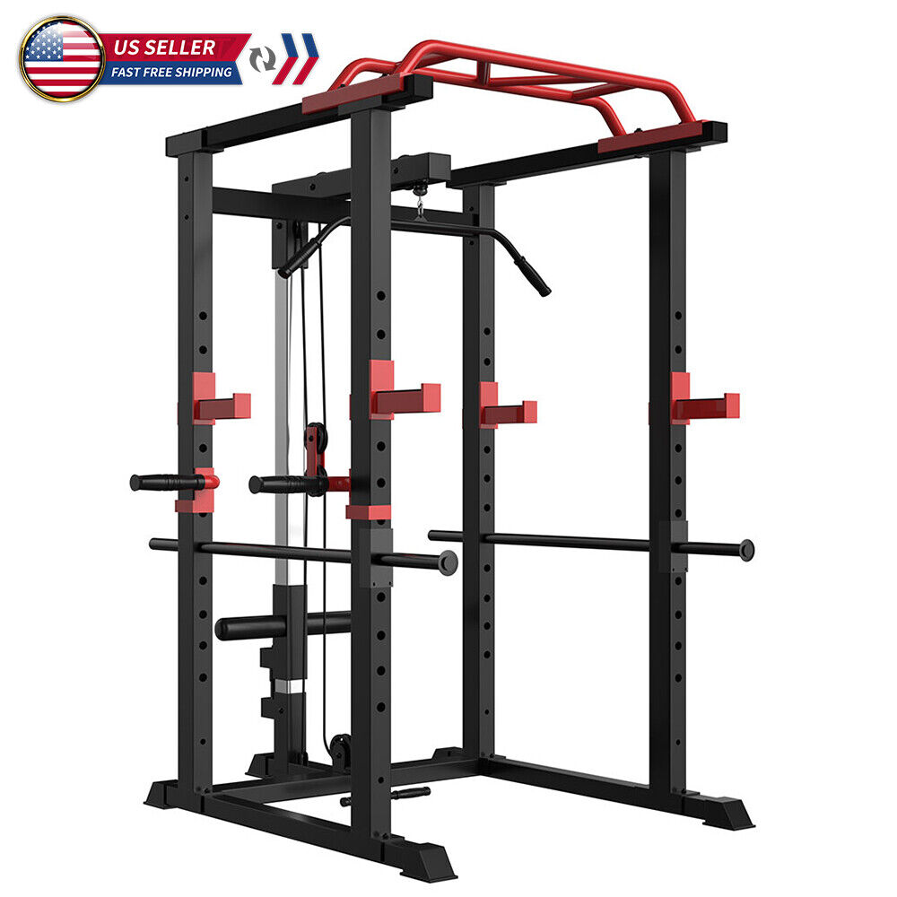 Multi-Function Power Cage — Adjustable Pull-Up Squat Rack & Barbell Station