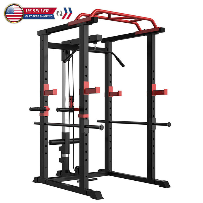 Multi-Function Power Cage — Adjustable Pull-Up Squat Rack & Barbell Station