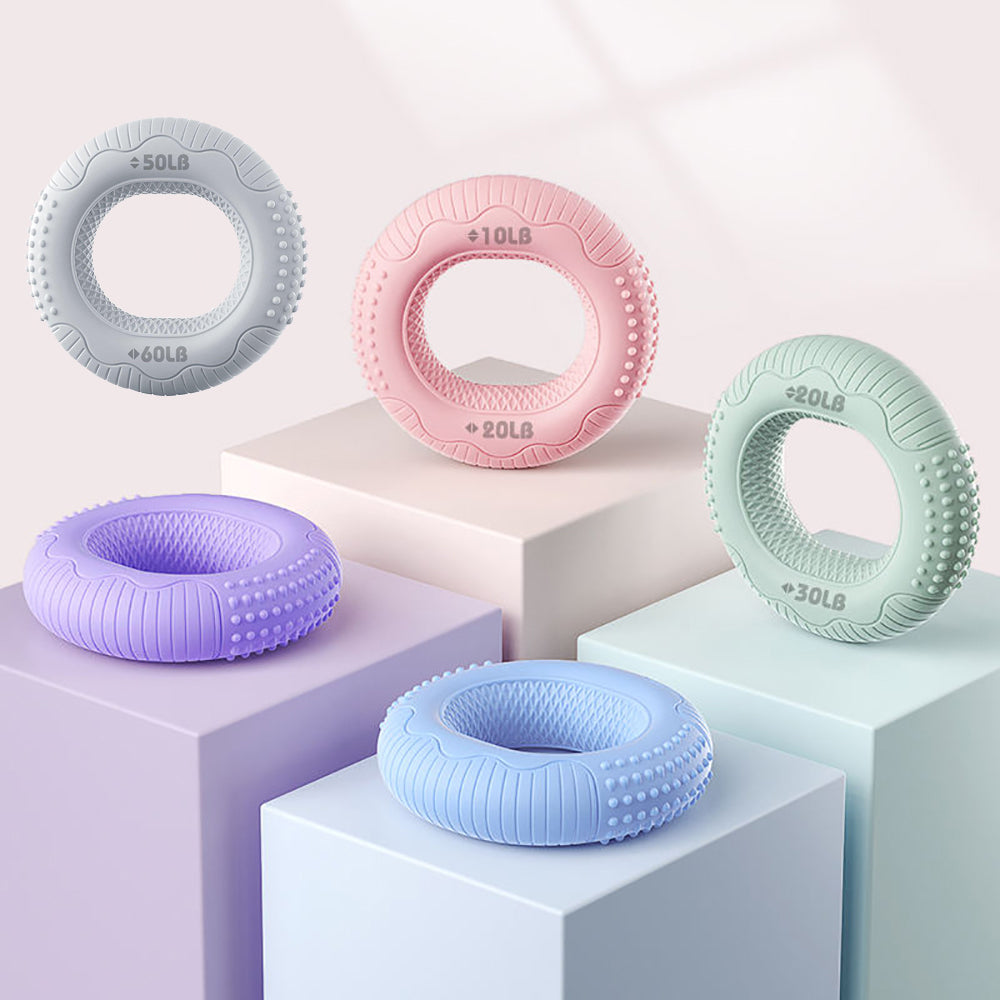 Silicone Hand Grip Strengthener Rings — Finger & Forearm Trainer Set