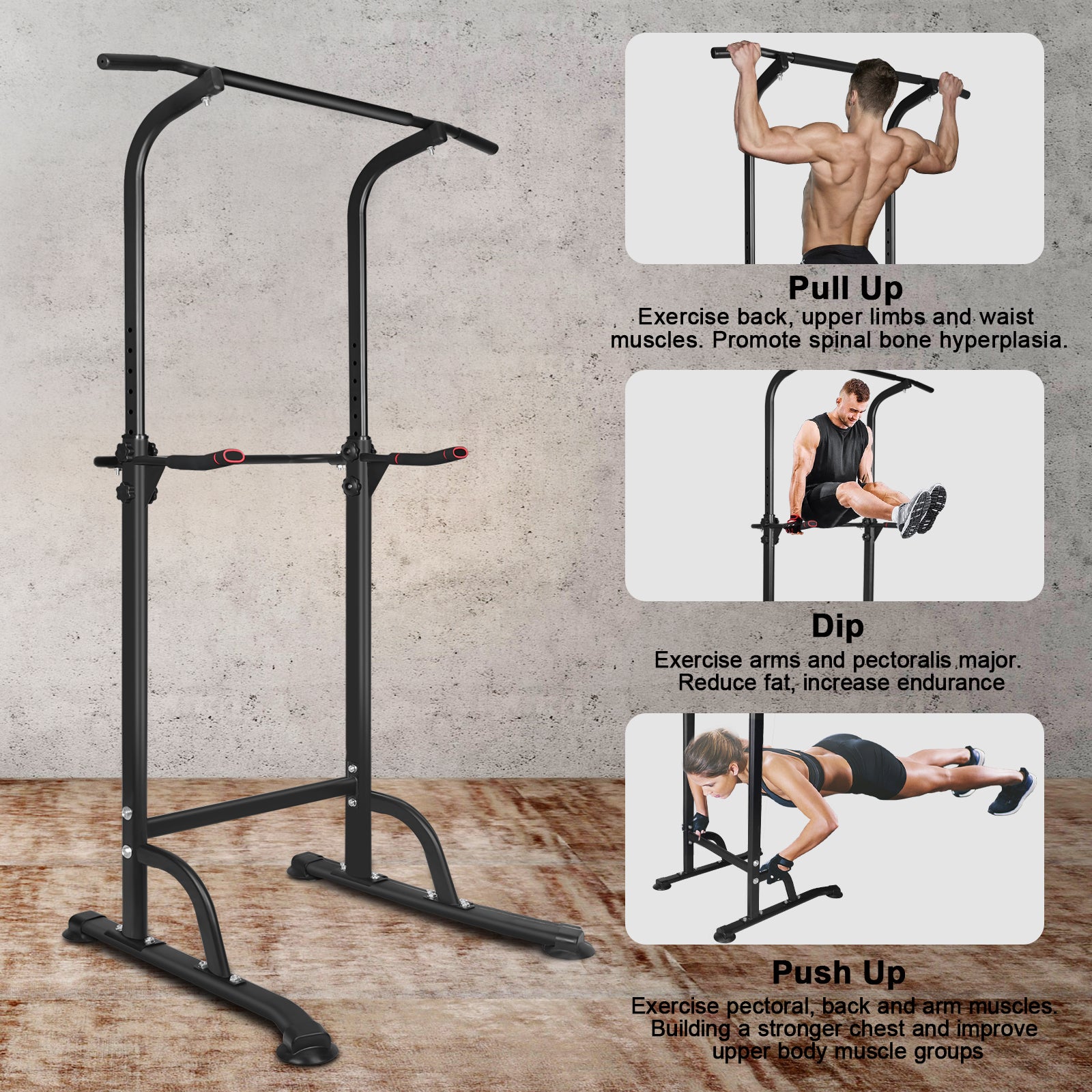 Power Tower Dip Station — Heavy Duty Adjustable Pull-Up & Dip Bar