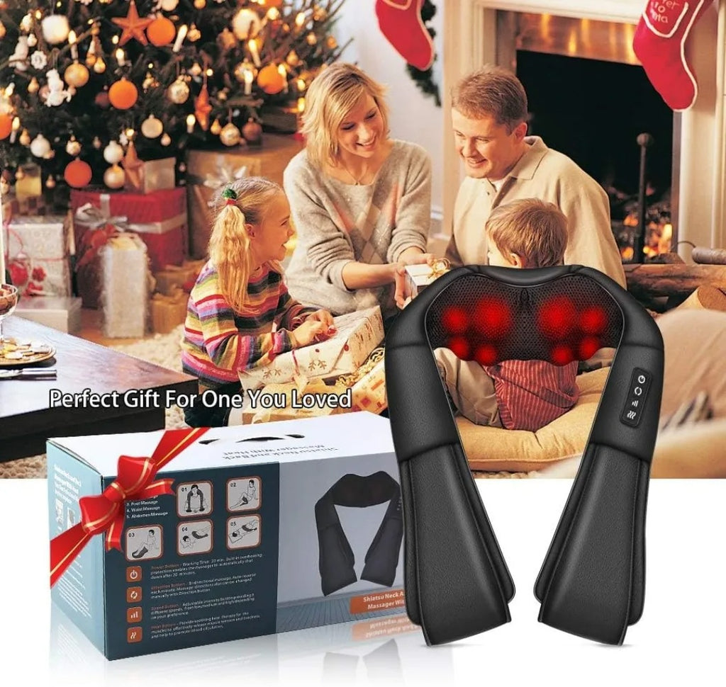 Wireless Shiatsu Neck & Back Massager — Deep Kneading Massage Shawl