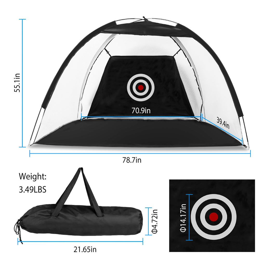 Golf Practice Net — Indoor & Outdoor Driving Hitting Net with Target & Carry Bag