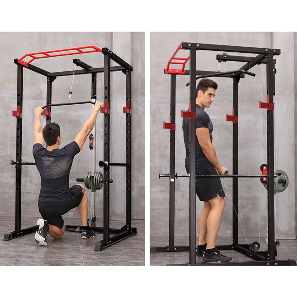 Multi-Function Power Cage — Adjustable Pull-Up Squat Rack & Barbell Station