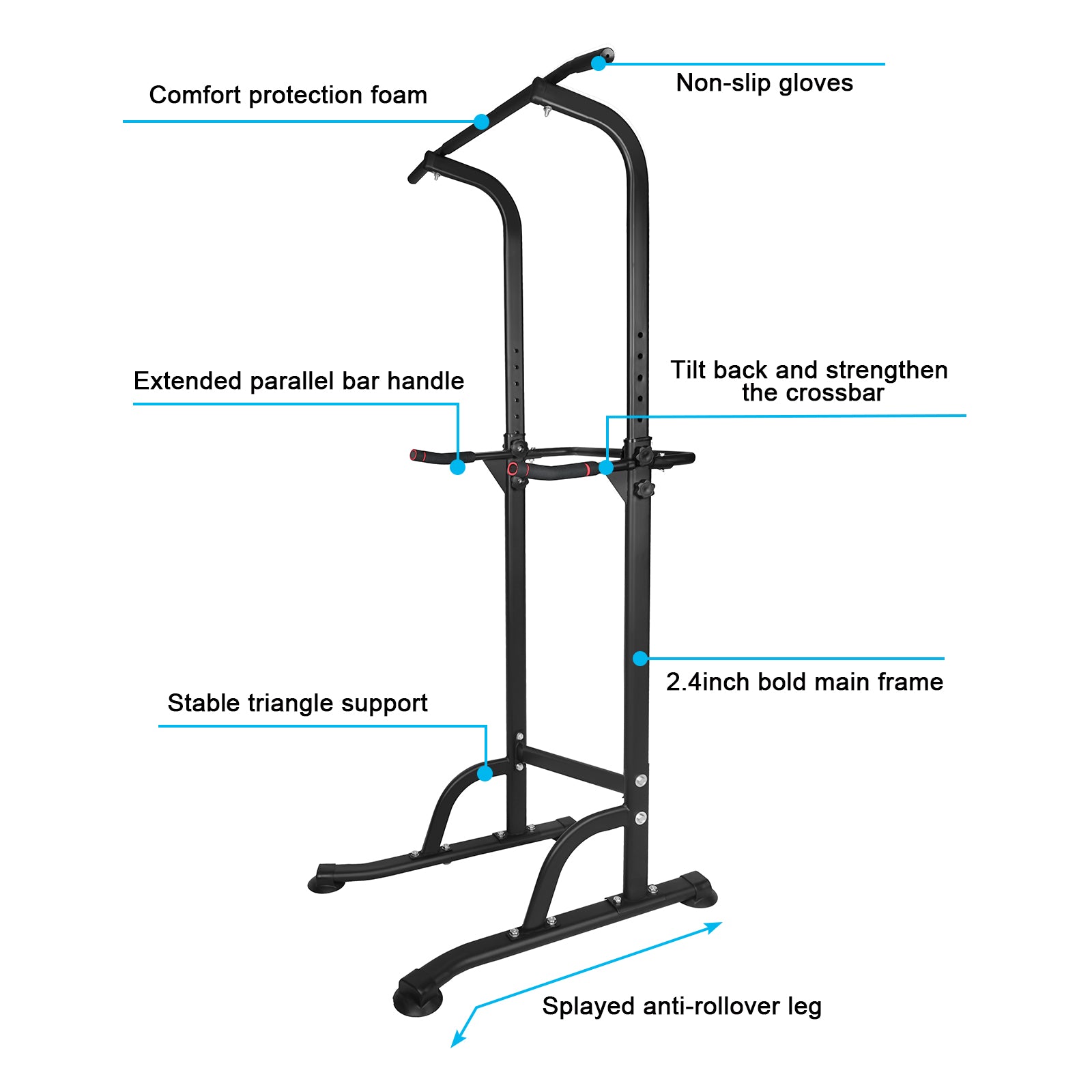 Power Tower Dip Station — Heavy Duty Adjustable Pull-Up & Dip Bar