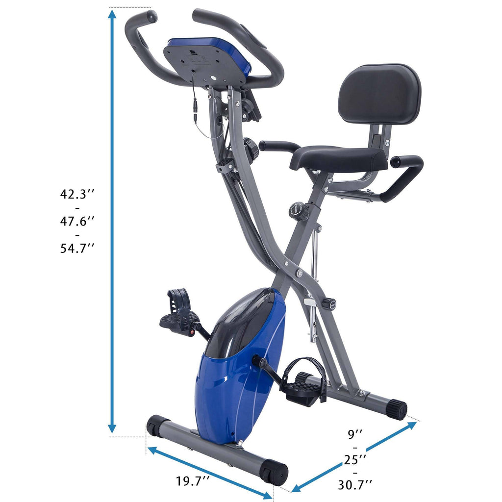 Folding Exercise Bike — Upright Recumbent X-Bike with Adjustable Resistance