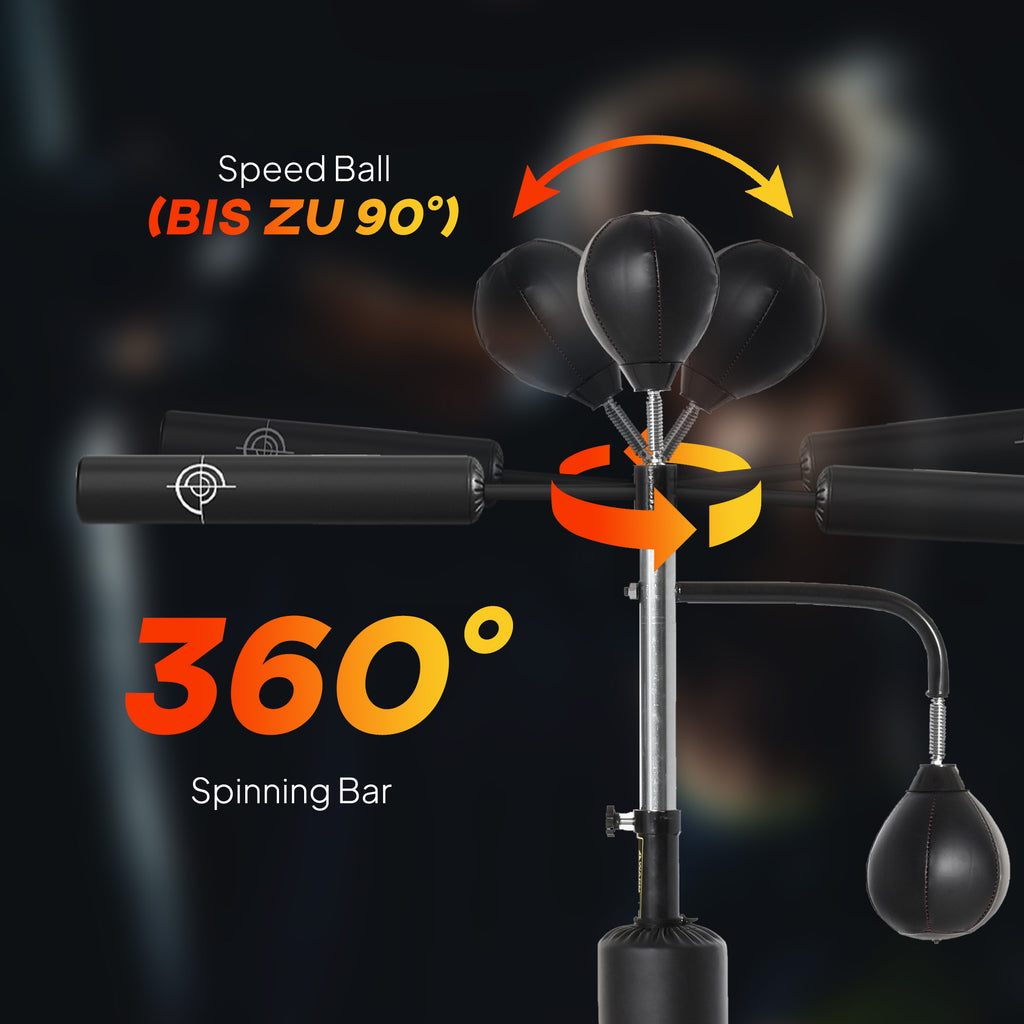 4-in-1 Boxing Punching Bag Stand — 2 Speed Balls & 360° Relax Bar