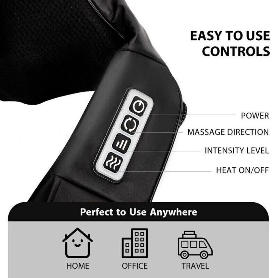 Wireless Shiatsu Neck & Back Massager — Deep Kneading Massage Shawl