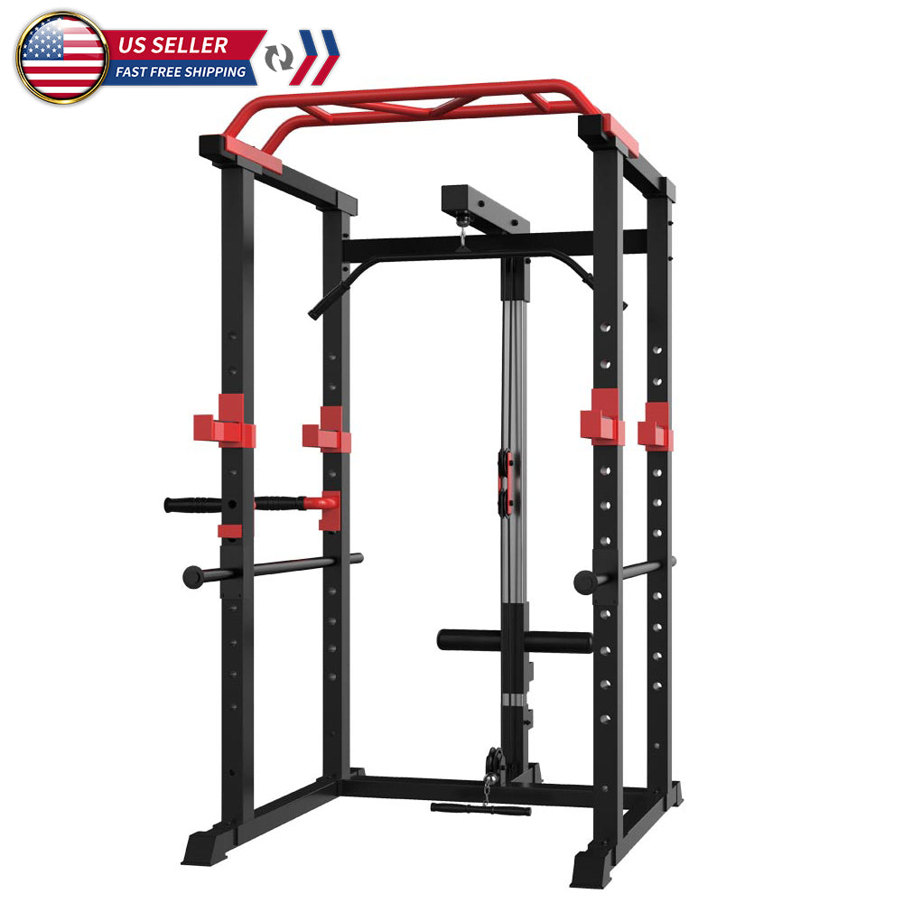 Multi-Function Power Cage — Adjustable Pull-Up Squat Rack & Barbell Station