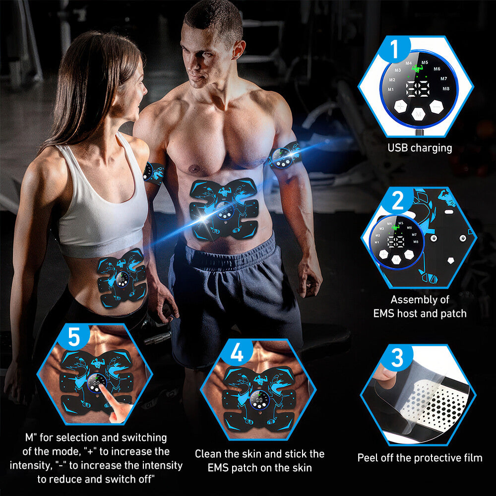 EMS Abs Stimulator Belt — Electric Muscle Toning Trainer for Core & Glutes