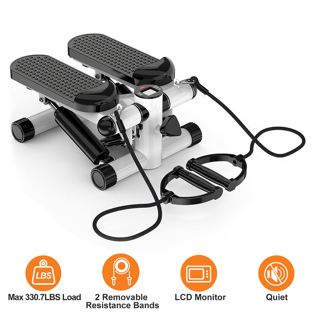 Mini Stair Stepper with Resistance Bands — LCD Monitor, 330 lb Capacity