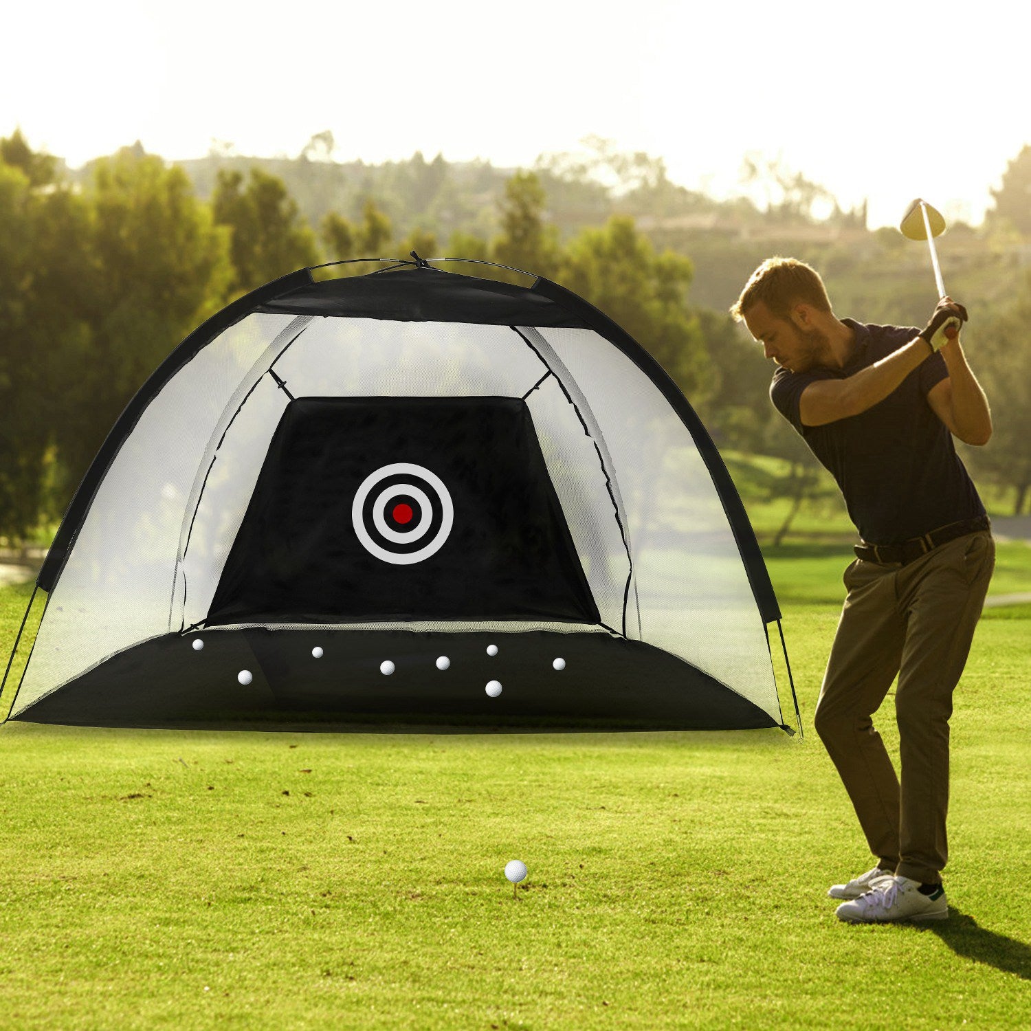 Golf Practice Net — Indoor & Outdoor Driving Hitting Net with Target & Carry Bag