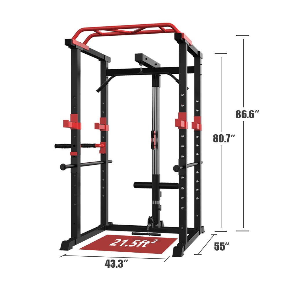 Multi-Function Power Cage — Adjustable Pull-Up Squat Rack & Barbell Station