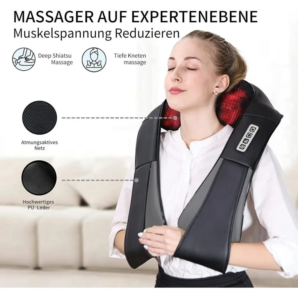 Wireless Shiatsu Neck & Back Massager — Deep Kneading Massage Shawl