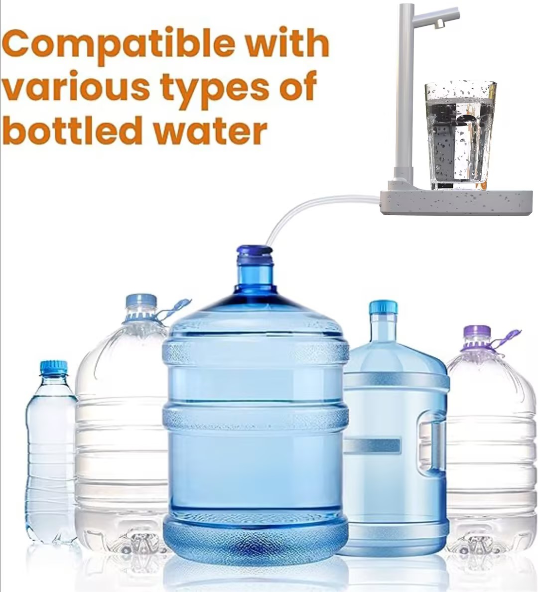 Smart Water Dispenser Pump — Rechargeable Auto Bottle Dispenser with Stand