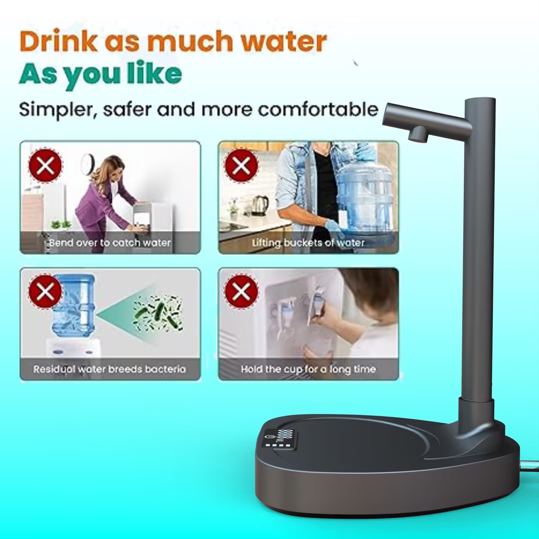 Smart Water Dispenser Pump — Rechargeable Auto Bottle Dispenser with Stand