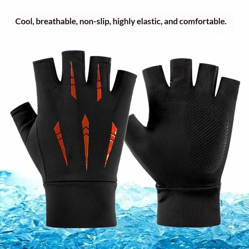 Half-Finger Sport Gloves — Breathable Ice Silk Non-Slip Gym Gloves