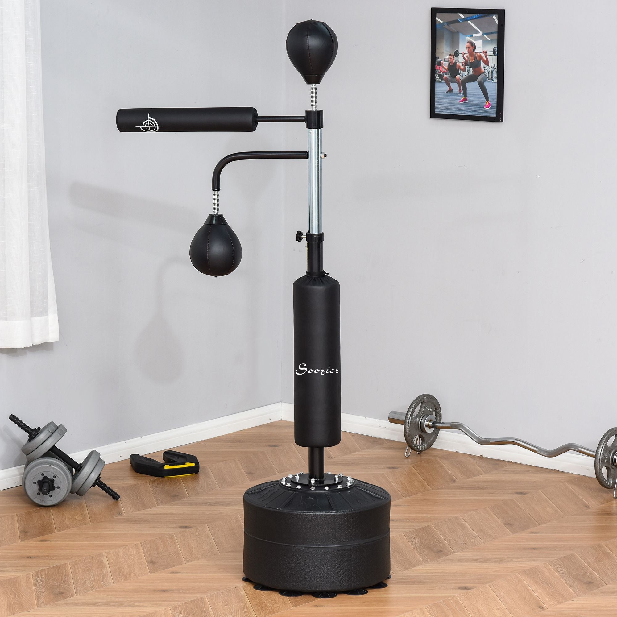 4-in-1 Boxing Punching Bag Stand — 2 Speed Balls & 360° Relax Bar