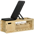 Adjustable Incline Weight Bench — Wooden Home Gym with Dumbbell Rack