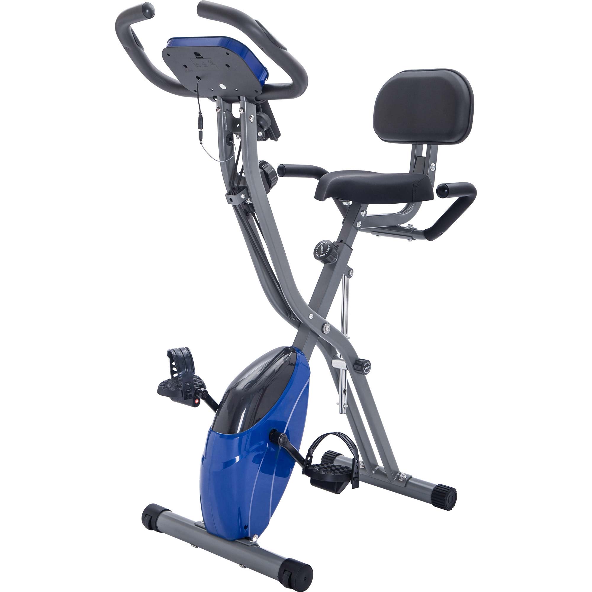 Folding Exercise Bike — Upright Recumbent X-Bike with Adjustable Resistance